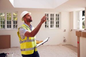 person inspecting home interior (with a magnifying glass in hand)